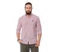 Cipo & Baxx Camicia da uomo a righe manica lunga CH194 lino cotone, bordeaux, L