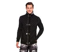 Cipo & Baxx - Cardigan da uomo con collo alto e pelliccia grigio. L