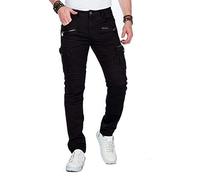 Cipo & Baxx CD424 - Jeans cargo da uomo, con cerniera, design moderno Nero W31