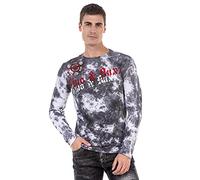 Cipo & Baxx CL489 - Maglietta a maniche lunghe da uomo, stampa a maniche lunghe, grigio., S
