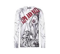 Cipo & Baxx Felpa a maniche lunghe da uomo, con stampa alloverprint con strass CL467, bianco, M