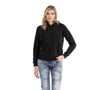Cipo & Baxx Felpa da donna con cappuccio - Elegante felpa con cappuccio e tasca a marsupio, comoda felpa per il tempo libero, la vita quotidiana e lo streetwear, Wl362 Nero, M