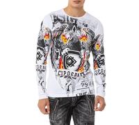 Cipo & Baxx Felpa da uomo basic con cappuccio e chiusura lampo, 553-bianco, XXL