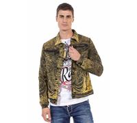 Cipo & Baxx Giacca jeans da uomo, in denim, con borchie, giallo., M