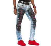 Cipo & Baxx Jeans da uomo: comodi pantaloni in jeans dritti con cuciture a contrasto, pantaloni lunghi da uomo per il tempo libero dal design moderno e ricco di dettagli, Cd526 Blu, 40W x 32L