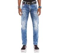 Cipo & Baxx Jeans da uomo: comodi pantaloni in jeans dritti con cuciture a contrasto, pantaloni lunghi da uomo per il tempo libero dal design moderno e ricco di dettagli, Cd520 Blu, 42W x 32L