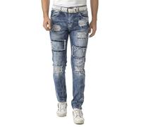 Cipo & Baxx Jeans da uomo | Destroyed & Ripped Denim | Biker Style | Toppe e borchie | Slim Fit Regular & Straight Fit, Blu-cd900, 40W x 32L