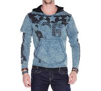 Cipo & Baxx Lagenlook - Felpa da uomo con cappuccio, a maniche lunghe Indaco S