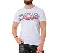 Cipo & Baxx Uomo manica corta strass t-shirt stampa girocollo cotone CT731, bianco, L
