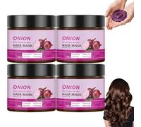 Cipolla Leave-In maschera per capelli, balsamo al rosmarino con biotina, balsamo a cipolla, balsamo per capelli profondo, con cipolla per capelli danneggiati, idratante nutriente (4 pezzi)
