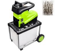 Cippatrice elettrica da 2800 W, a basso rumore, 94 dB, scatola di immagazzinaggio staccabile per rami e foglie, pacciamatura sostenibile per giardinaggio
