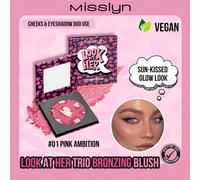 Look At Her Arrossire in Polvere, Regali di San Valentino, Blush Bronzer Bicolore, Blush in Polvere Bronzer Altamente Pigmentato, Blush in Polvere Bronzer Non Sbiadisce, Blush in Polvere Bronzer Lunga