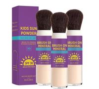 Cipria solare minerale SPF 30 per bambini, protezione solare con pennello integrato e resistente all'acqua, adatta a pelli secche e sensibili, leggera, traspirante e a lunga durata (3 pezzo)