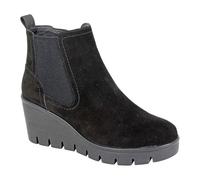 Cipriata Amina Donna Camoscio Pelle Design Zeppa Stivali Caviglia Nero