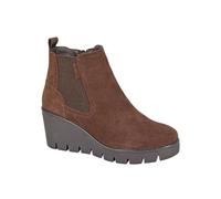 Cipriata AMINA L708 - Stivaletti da donna in camoscio con cerniera interna, rinforzo, memory foam, zeppa, Marrone cioccolato, 37 EU