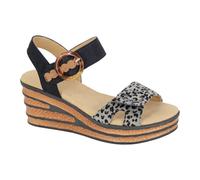 Cipriata Danta Moda Donna Designer Leopardo Tacco Zeppa Sandali Nero