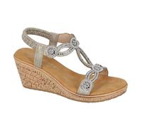 Cipriata Sandalo Donna Gioiello Elastico Zeppa Tacco Scivolata Silver/Pewter