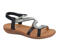 Cipriata SERPENT L656 Sandali da donna elasticizzati con cinturino posteriore con gioiello, Gioiello nero, 41 EU