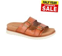 Cipriata Tiberia Donna Ciabatte Slip On Con Fibia Designer Mule Sandali Tan PU