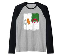 Cipro Algeria Mezza Bandiera Cipro Algeria Patrimonio algerino Maglia con Maniche Raglan