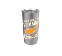 Cipro All I Need Is Vitamin Cyprus Bandiera L'isola di Cipro Bicchiere termico in acciaio inox doppia parete