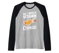 Cipro all I Need Is Vitamin Cyprus Bandiera L'isola di Cipro Maglia con Maniche Raglan
