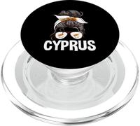 Cipro Ragazza Disordinato Capelli Bun Cypriot Bandiera Occhiali Da Sole PopSockets PopGrip per MagSafe