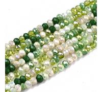 Circa 115 perline di vetro elettroplaccate color AB, perline rondelle sfaccettate luce verde chiaro da 3x2 mm, distanziatori liberi per la creazione di gioielli per braccialetti, collane e orecchini