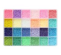 Circa 15600 perline di vetro da 2 mm 12/0 in 24 colori, kit sciolto di perline per braccialetti con scatola di stoccaggio in plastica a 24 griglie per la creazione di gioielli