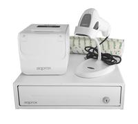 Circa appPOSPACK3380WH Stampante termica Ethernet/USB con cassetto contanti, lettore 1D e taglierina automatica