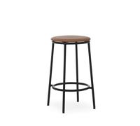Circa Sgabello Bar H65 Rivestito in Pelle Nero/Pelle Brandy 41574