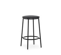 Circa Sgabello Bar H65 Rivestito in Pelle Nero/Pelle Nera 41599