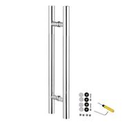 CIRCIR Barn Showers Office Modern Doors Pulls Bar Double Sided,Door Pull Stainless Steel Door Handle Push/Pull Set, 24inch/32inch/40inch/47inch/59inch Long(Silver,80cm/32inch-50cm)