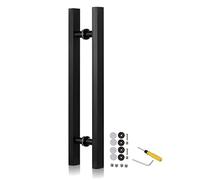 CIRCIR Double Sided Barn Doors Shower Door Wood Gate Push Bar with Screws,Door Pull Modern Sliding Door Handles Set, for Barn/Home/Bank/Garages/Shop(Matte Black,80cm/32inch-60cm)