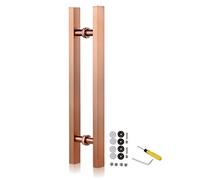 CIRCIR Double Sided Barn Doors Shower Door Wood Gate Push Bar with Screws,Door Pull Modern Sliding Door Handles Set, for Barn/Home/Bank/Garages/Shop(Rose Gold,80cm/32inch-60cm)