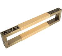 CIRCIR Double Sided Square Push Pull Door Handle,Square Rectangle Shape Sliding Door Pull Handle, Stainless Steel and Wood(Yellow,42.5cm/16.7in)