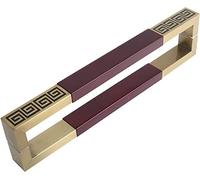 CIRCIR Double Sided Square Push Pull Door Handle,Square Rectangle Shape Sliding Door Pull Handle, Stainless Steel and Wood(Red,80cm/31in)