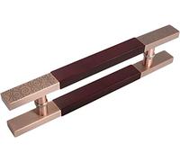 CIRCIR H Shape Modern Farmhouse Handle Hardware for Gate,Shower/Barn Push Pull Door Handle, Shed - Stainless Steel & Wood(Red,80cm/2.6ft)