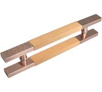CIRCIR H Shape Modern Farmhouse Handle Hardware for Gate,Shower/Barn Push Pull Door Handle, Shed - Stainless Steel & Wood(Yellow,40cm/1.3ft)