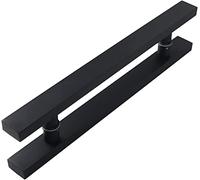 CIRCIR Interior or Exterior,60/80cm H-Shape Double-Side Stainless Steel Sliding Office Door Handle(Black,80cm/2.6ft)