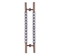 CIRCIR Internal External Double Sided H Shape Swing Glass Door Handle with Fittings,Clear Crystal Entry Door Handle, Modern(Rose Gold,150cm/59inch)