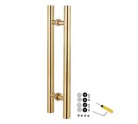 CIRCIR Two-Sided Glass Doors Wood Door Commercial Gates Handle H Shape,Door Pull Sliding Barn Push Pull Door Handles for Interior/Exterior, Easy to Install(Gold,150cm/59inch)