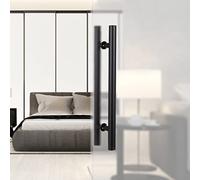 CIRCIR Two-Sided Glass Doors Wood Door Commercial Gates Handle H Shape,Door Pull Sliding Barn Push Pull Door Handles for Interior/Exterior, Easy to Install(Black,120cm/47inch-90cm)