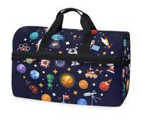 Circle Childish Space Rocket borsone da viaggio per uomini, donne, ragazzi ragazze adolescenti, borsa sportiva oversize con scomparto per scarpe durante la notte, fine settimana, yoga, allenamento,