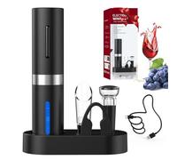 CIRCLE JOY Cavatappi Elettrico per Vino, set regalo 5 in 1 con apribottiglie ricaricabile, base di ricarica, tagliacapsule, versatore per vino e tappo sottovuoto