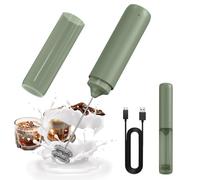 CIRCLE JOY Montalatte Elettrico Ricaricabile, Frullino a Immersione Senza Fili, Doppia Testa Portatile Schiumalatte per Caffè, Latte, Cappuccino, Matcha, Cioccolata Calda, Verde