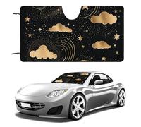 Circle of Golden Stars - Parasole pieghevole per parabrezza auto, portatile, protegge dai raggi UV, per la maggior parte delle berline, SUV, camion, accessori universali per veicoli, 129,5 x 71,1 cm