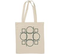 Circles Lines And Squares Minimalistic Modern Art Logo Natural Cotton Tote Bag Bianco
