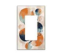 Circles Single Rocker Light Switch Cover, Modern Abstract Leaves Dots Fall Orange Plastic Standard Size Switch Plate Decorative for Home Living Room New Apartment Decor