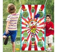 Circo Banner Gioco Lancio con 4 Sacchetti Bean Bag,Circo Banner Decorazione Carnevale,Banner Gioco Lancio,Giochi Lancio Striscione,Giochi Interni Esterni bambini